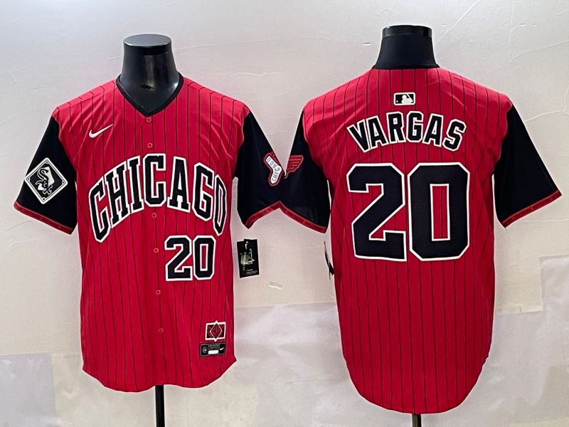 Men 2025 Chicago White Sox #20 Vargas Red Stripe Joint Name Nike MLB Jersey style 13->chicago white sox->MLB Jersey
